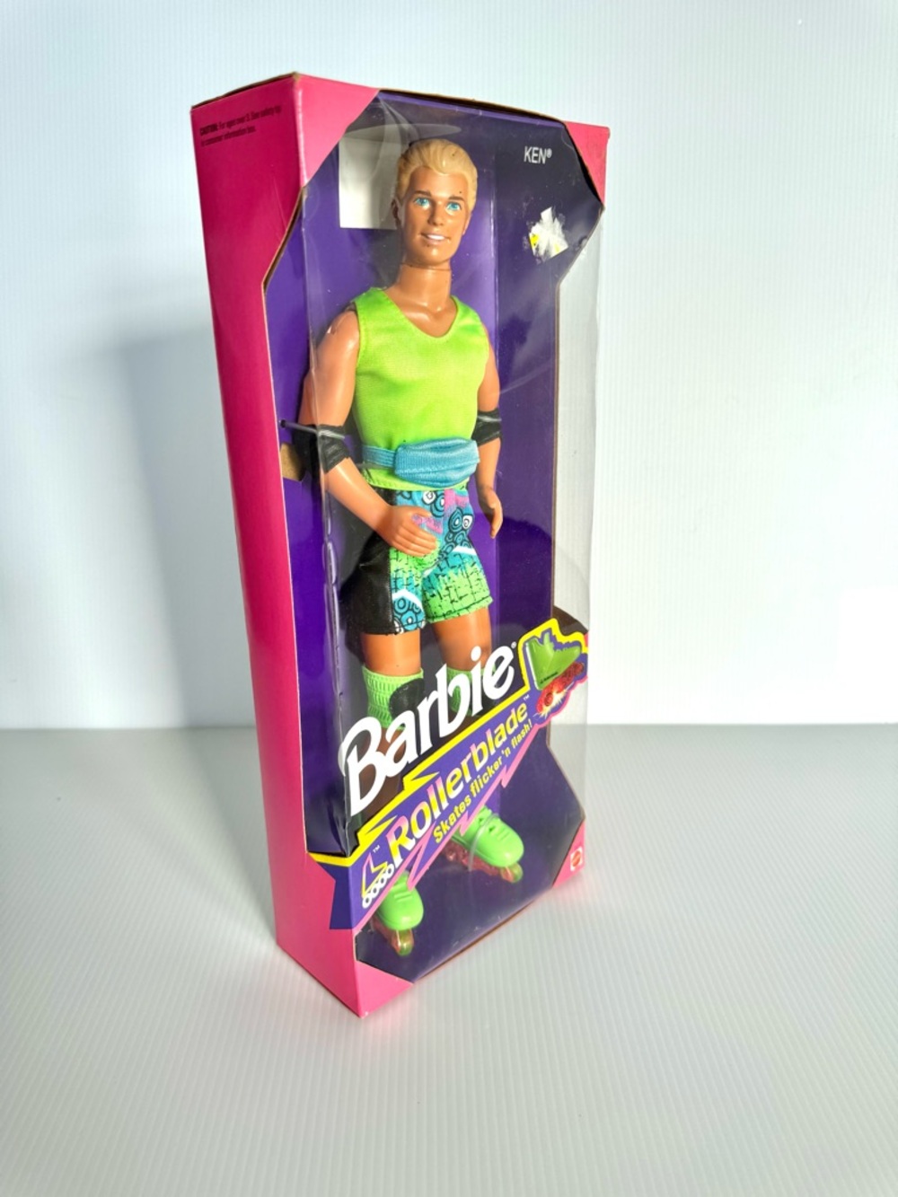 🩵NIB. Barbie Ken Rollerblade Doll - Neon Green and Turquoise Outfit - 1991